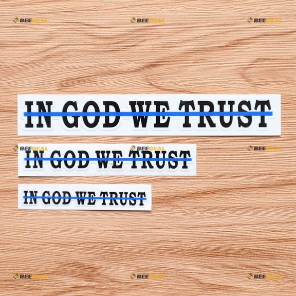 in God We Trust Thin Blue line Flag Vinyl Decal Sticker - 3 Pack Glossy, 3 Inches, 4 Inches, 6 Inches - for Car Boat Laptop Cup Phone