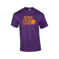 thumbnail image 1 of in Jesus Name I Play Christian Short Sleeve T-shirt-Purple-Large, 1 of 4