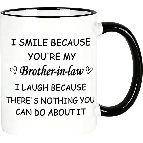 -in-Law Gifts, I Smile Because You're My -in-Law Mug, 11 Oz, Funny Coffee Mug for Christmas Birthday Gifts