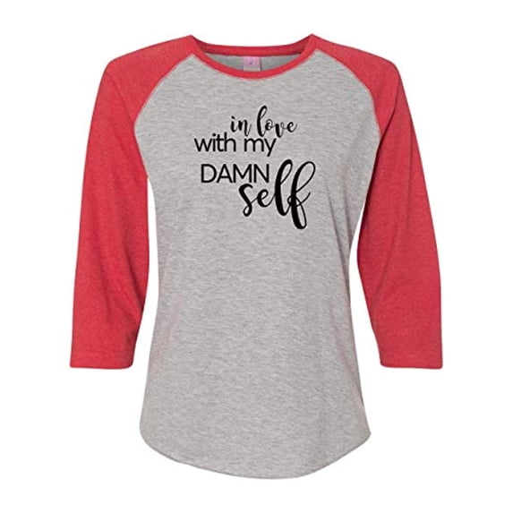 in Love with Myself (Black) Valentine's Day Women's Raglan Shirt-Vintage Heather/Vintage Red-Small
