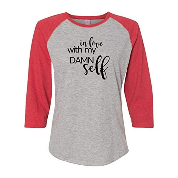 in Love with Myself (Black) Valentine's Day Women's Raglan Shirt-Vintage Heather/Vintage Red-XL