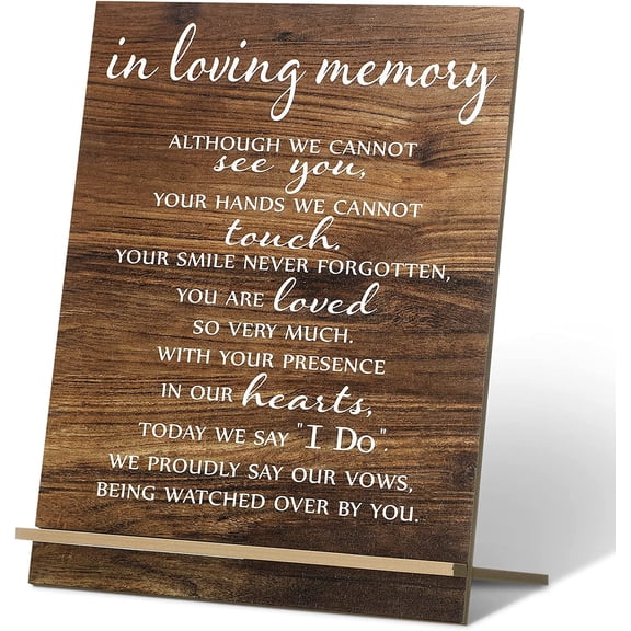 in Loving Memory Wedding Sign Acrylic Memorial Table Sign for Wedding Wooden Decor for Ceremony and Reception(Classic)