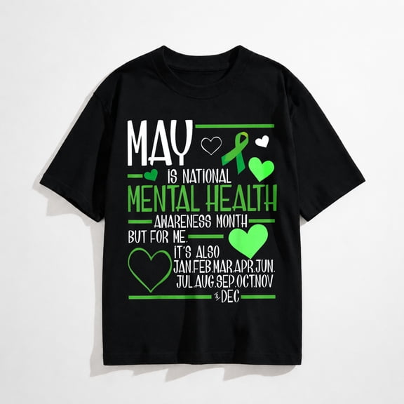 in May We Wear Green Mental Health Awareness Month Ribbon T-Shirt