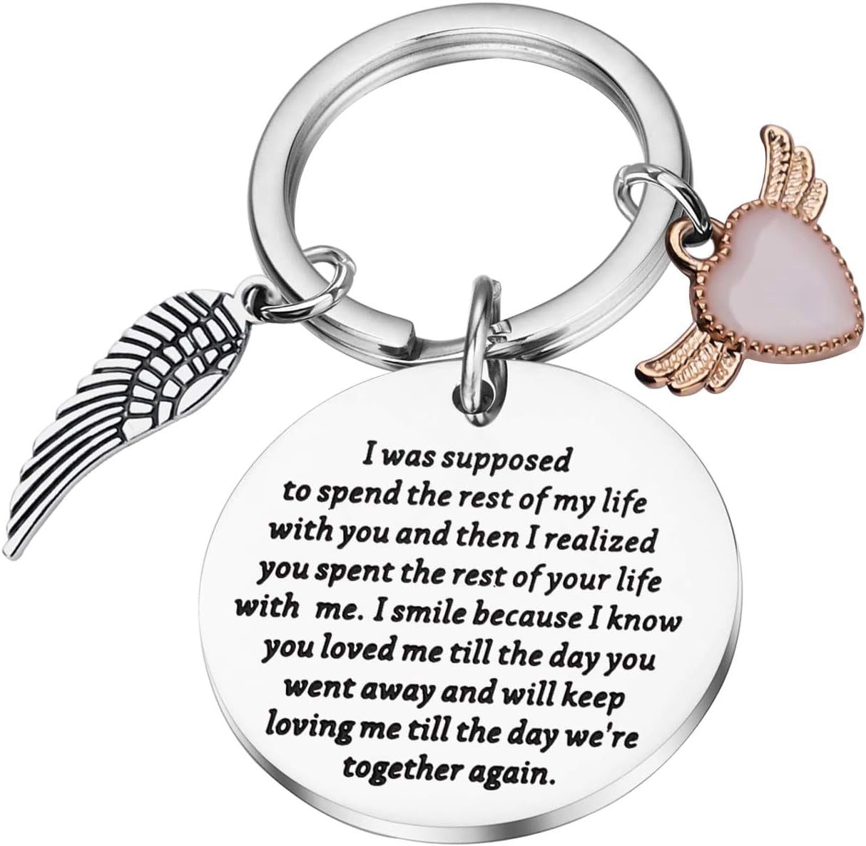 in Memory of Husband/Wife Gifts Sympathy Keychain with Angel Wing ...