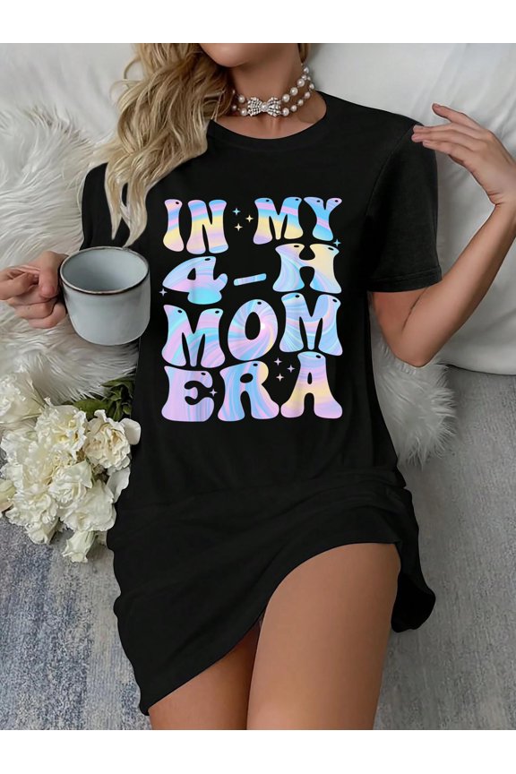 in My 4-H Mom Era Groovy T-Shirt Dress Casual Summer Dress Everyday Outfit