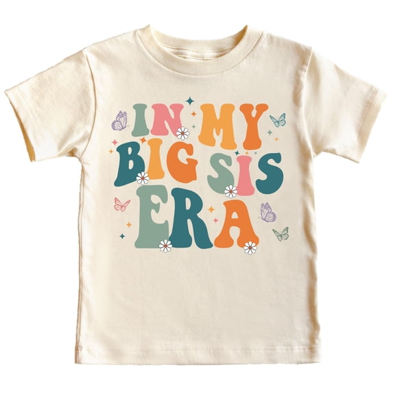 in My Big Sis Era Shirt for Girls Trendy Groovy Big Sister Butterfly Tee Natural Shirt 3T