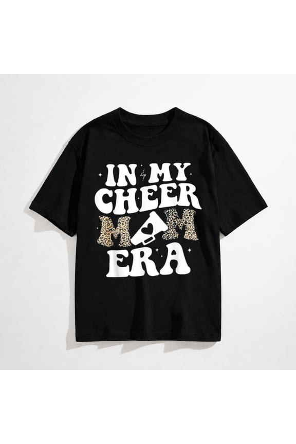 in My Cheer Mom Era Shirt for Women Game Day Mama Shirts Sport Mom Mom Life Tshirt Casual Mama Cheerleading Tee Tops