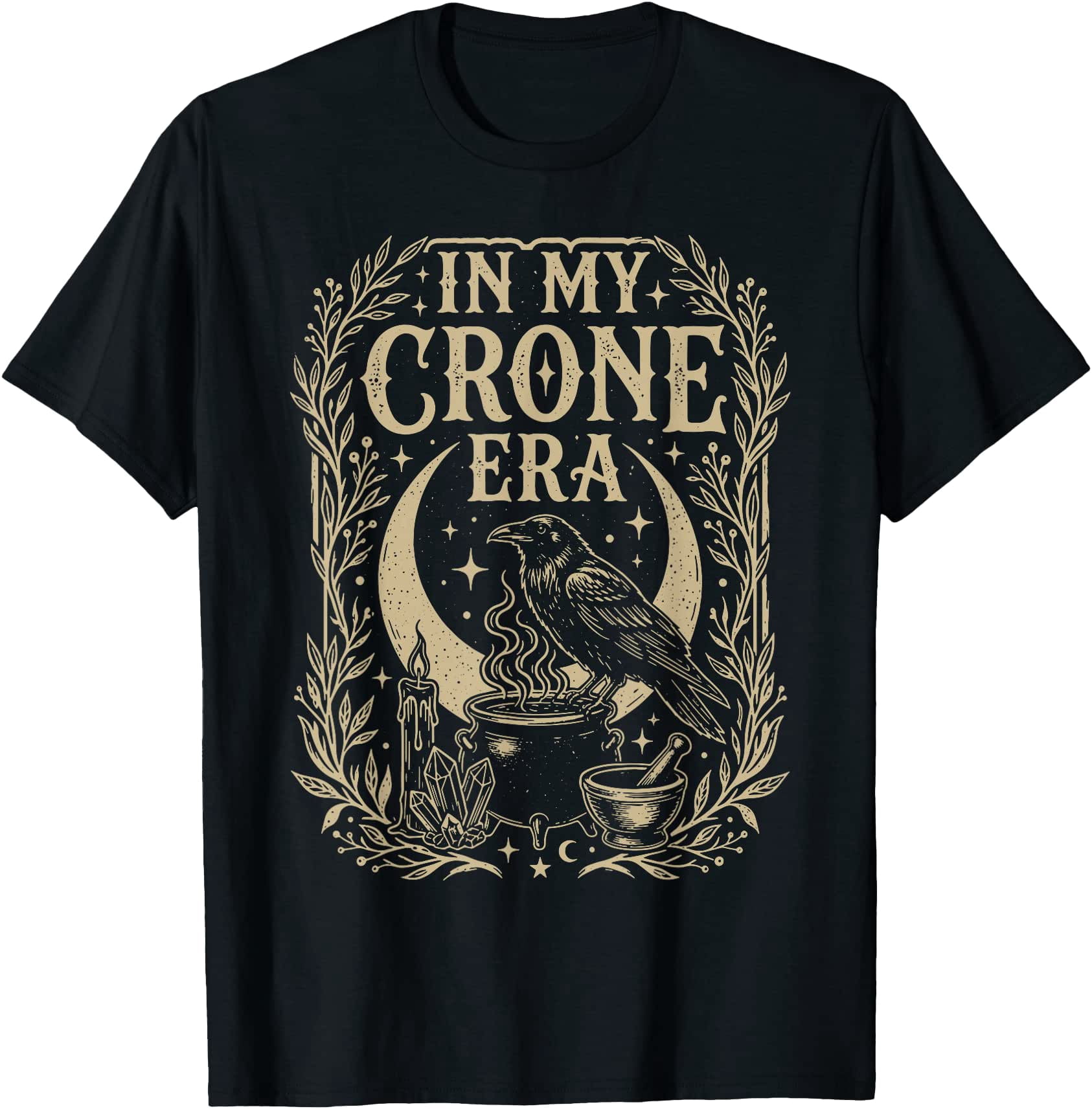 in My Crone Era Witchy Raven Cauldron Goth Witch Graphic T-Shirt ...