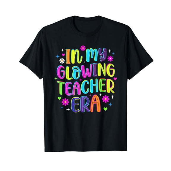 in My Glowing Teacher Era Groovy Colorful Bright Retro T-Shirt