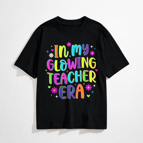in My Glowing Teacher Era Groovy Colorful Bright Retro T-Shirt