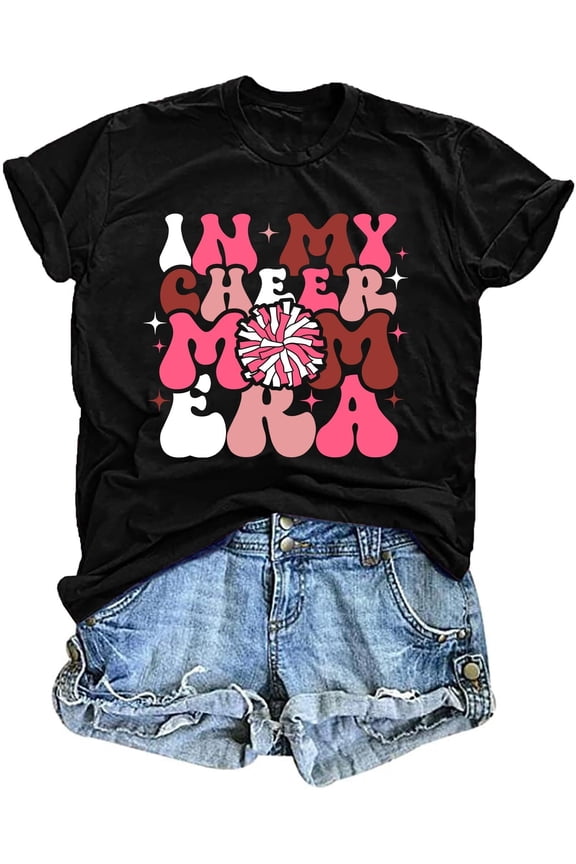 in My Mom Era Shirt Women: Mama T Shirt Mom Life Tops Funny Letter Print Casual Tees