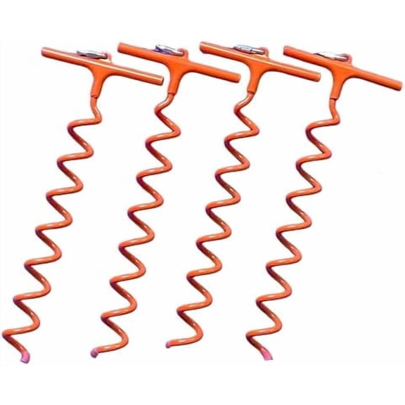 in-N-Out Spiral Ground Anchors - Heavy Duty Screw in Ground Stakes - Corkscrew Earth Anchor Kits- for Canopies, Soccer Goals, Trampolines, Tents, Tarps, Trees and Dog Tie Out
