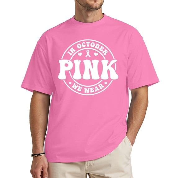 in October We Wear Pink Unisex T-Shirt – Azalea, Small