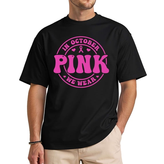 in October We Wear Pink Unisex T-Shirt – Black, Small