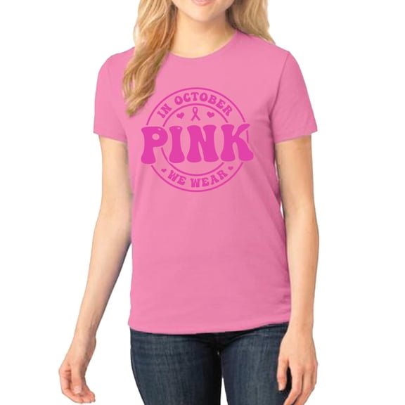 in October We Wear Pink Women’s T-Shirt – Light Pink, Large