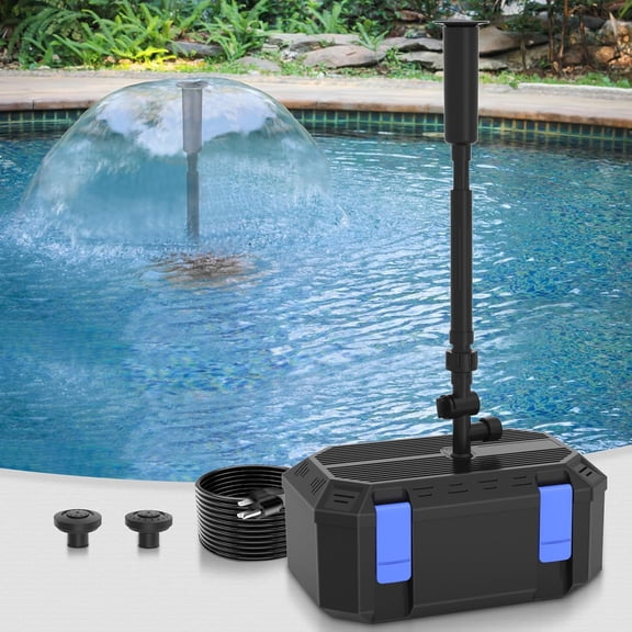 -in-One Koi Pond Pumps for Outdoor Ponds 200-350 Gal, 400GPH Pond Fountain Kit with 3 Patterns, Pond Filter Fountain Pump for Garden, Water Feature, Upgradeable for & U - V Lamp