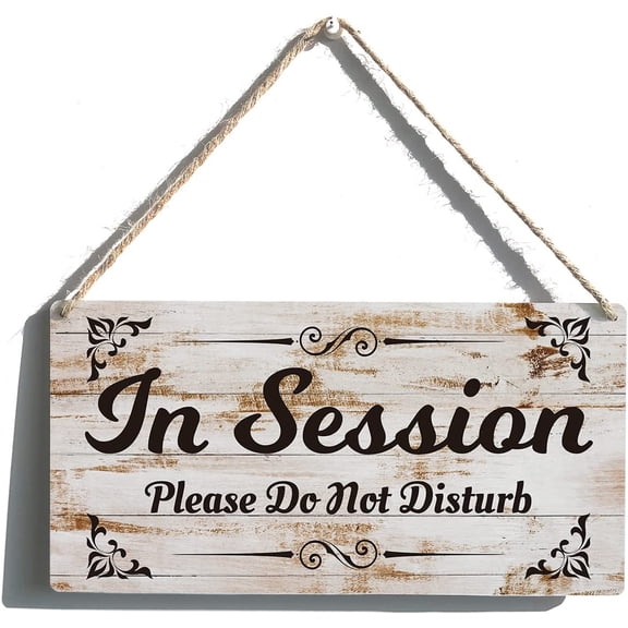 in Session Quiet Please Sign Funny Farmhouse Please Do Not Disturb Wooden Hanging Sign Plaque Rustic Wall Art Decor Home Decoration 10x5 Inch