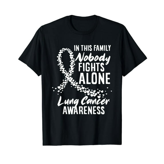 in This Family Nobody Fights Alone Lung Cancer Awareness T-Shirt