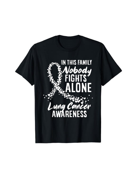 in This Family Nobody Fights Alone Lung Cancer Awareness T-Shirt