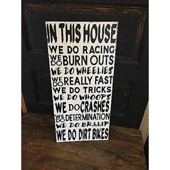 in This House We Do Dirt Bikes Wood Signs Funny for Home Decor