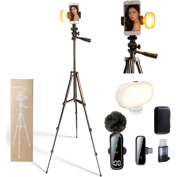 in Vlogging Kit for & Android Phone, Content Creator Kit 60" Tripod