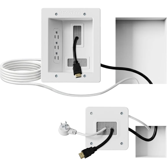 in-Wall TV Cable Management Kit with Recessed Power - Triple Outlet, 9ft Extension Cord and Hand Saw - Easy, Safe TV Outlet Wall Kit and TV Cable Hider Behind Wall