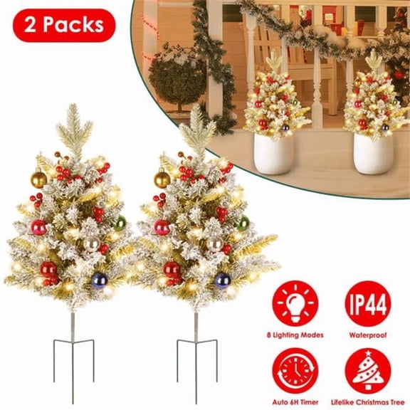 inQ Products D01027RNE5P Gold 50 LED Lifelike Artificial Christmas Tree - 8 Lighting Modes, Auto 6H-18H Timer & IP44 Waterproof, Battery Operated Mini Tree with Red Berries