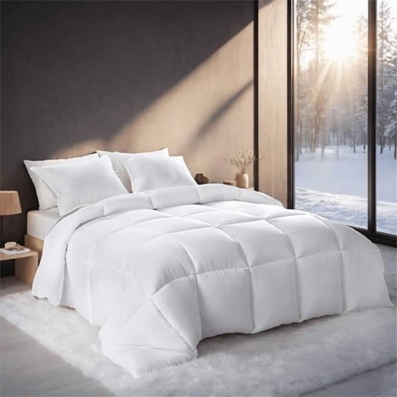 inQ Products D0102X34EXV White Oversized Checkered Quilted Plump Duvet Luxury Hotel-Grade Comfort for Bedrooms & Guesthouses