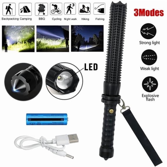 inQ Products D0102X38QQV USB Rechargeable LED Flashlight Retractable Torch 3 Mode Zoomable Security Light Outdoor Flashlight Set