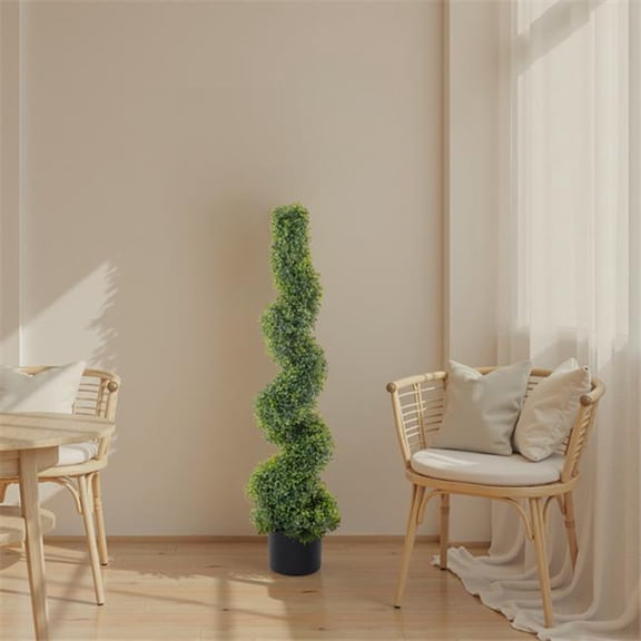 inQ Products D0102X3YYWY 115 cm Spiral Boxwood PVC Artificial Tree, Green - 2 Piece