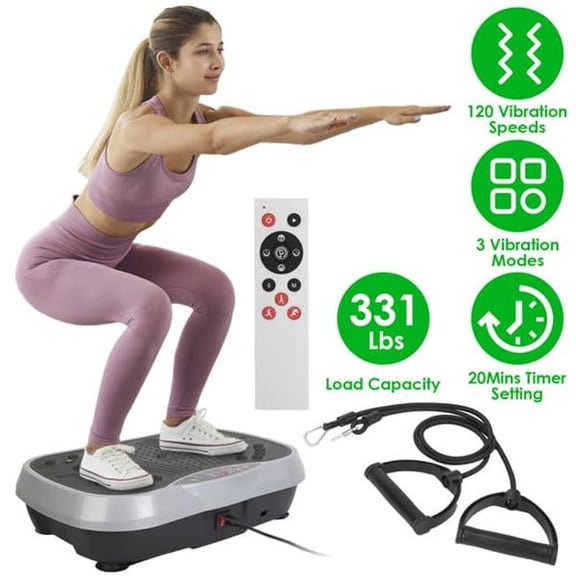inQ Products D0102XU7GUA Vibration Exercise Machine with Resistant Bands Remote Control Whole Body Vibration Platform Workout Equipment