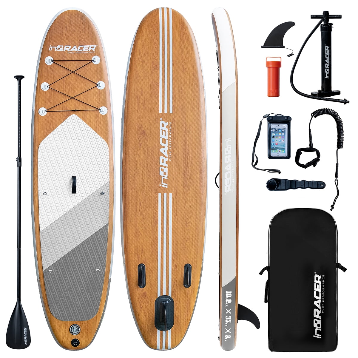 inQracer Inflatable Stand Up Paddle Board - Complete 11'/10'6" SUP Package with Backpack & Premium Accessories