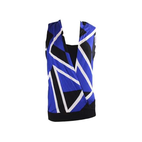 inc international concepts blue multi surplice colorblocked top xl