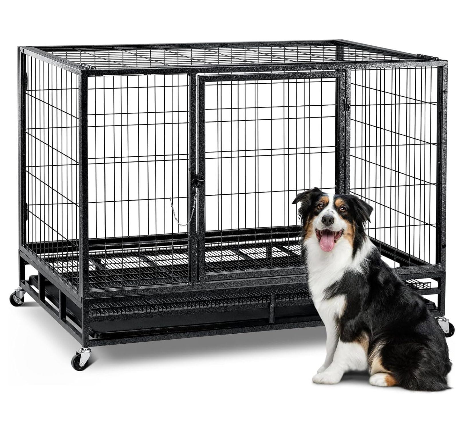 inch Heavy Duty Metal Wire Dog Crate,Indestructible Dog Crate,Folding ...