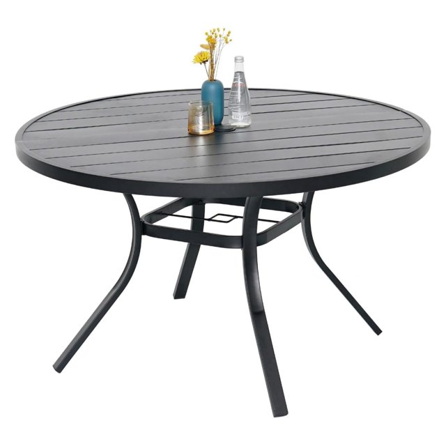 inch Outdoor Round Patio Dining Table Metal Steel Slat Frame for 6