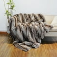thumbnail image 1 of inchgrass Faux Fur Throw Blanket, Super Soft and Cozy Plush Blanket for Bed and Couch, All Season Blanket for Home Decor (Grey, 74''x60''), 1 of 7
