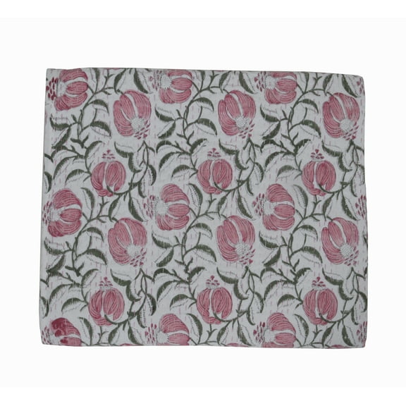 indian cotton kantha quilt Bedding throw sofa coverlet bedspread single size hand block print vintage blanket floral print