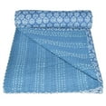 thumbnail image 1 of indian cotton kantha quilt Bedding throw sofa coverlet bedspread single size handmade vintage blanket blue fish print, 1 of 4