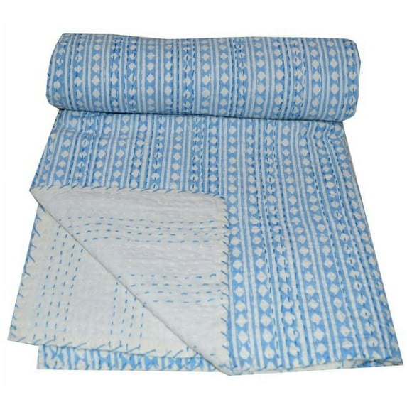 indian cotton kantha quilt Bedding throw sofa coverlet bedspread single size vintage blanket dots print