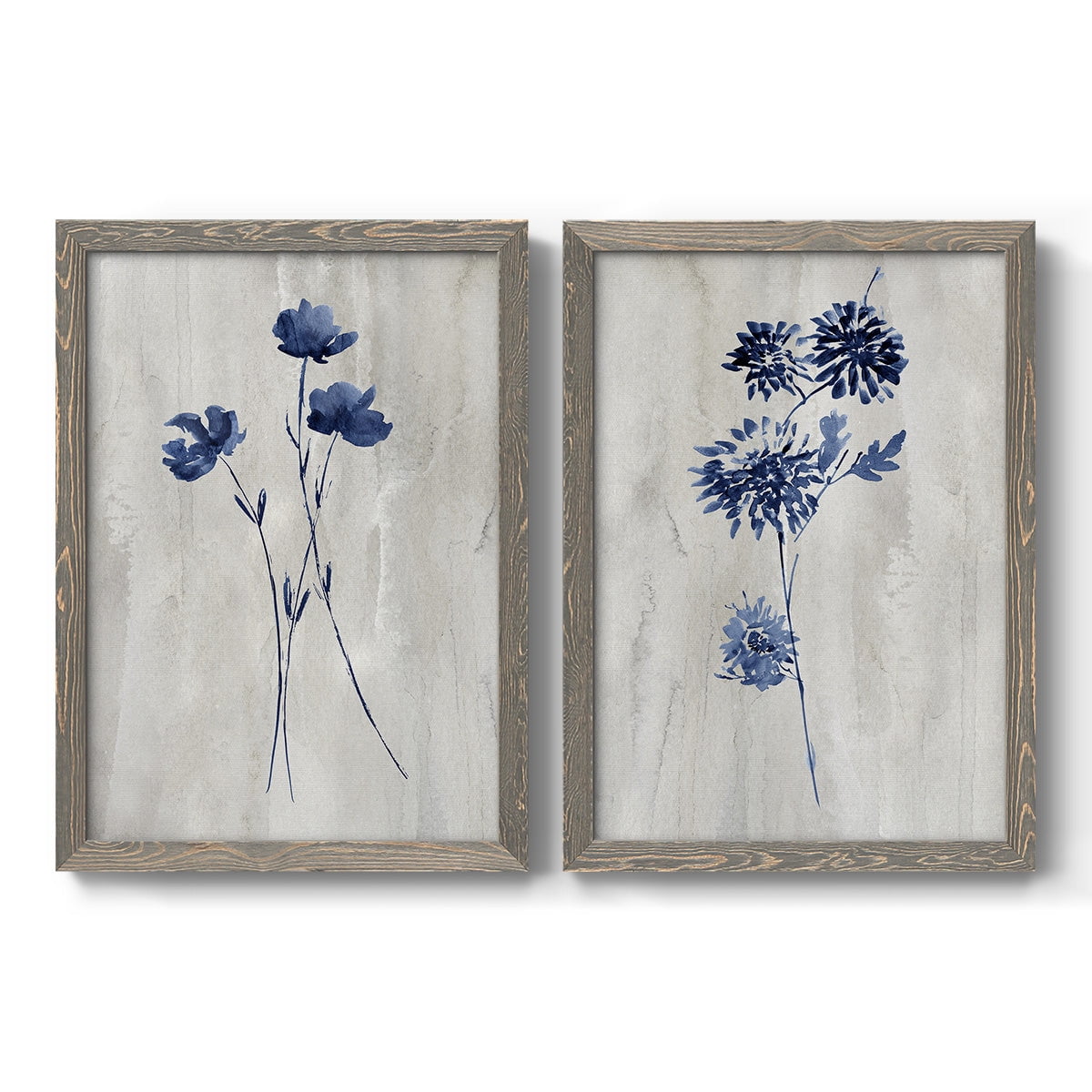 Indigo Botanical III - Premium Framed Canvas 2 Piece Set - Ready to Hang