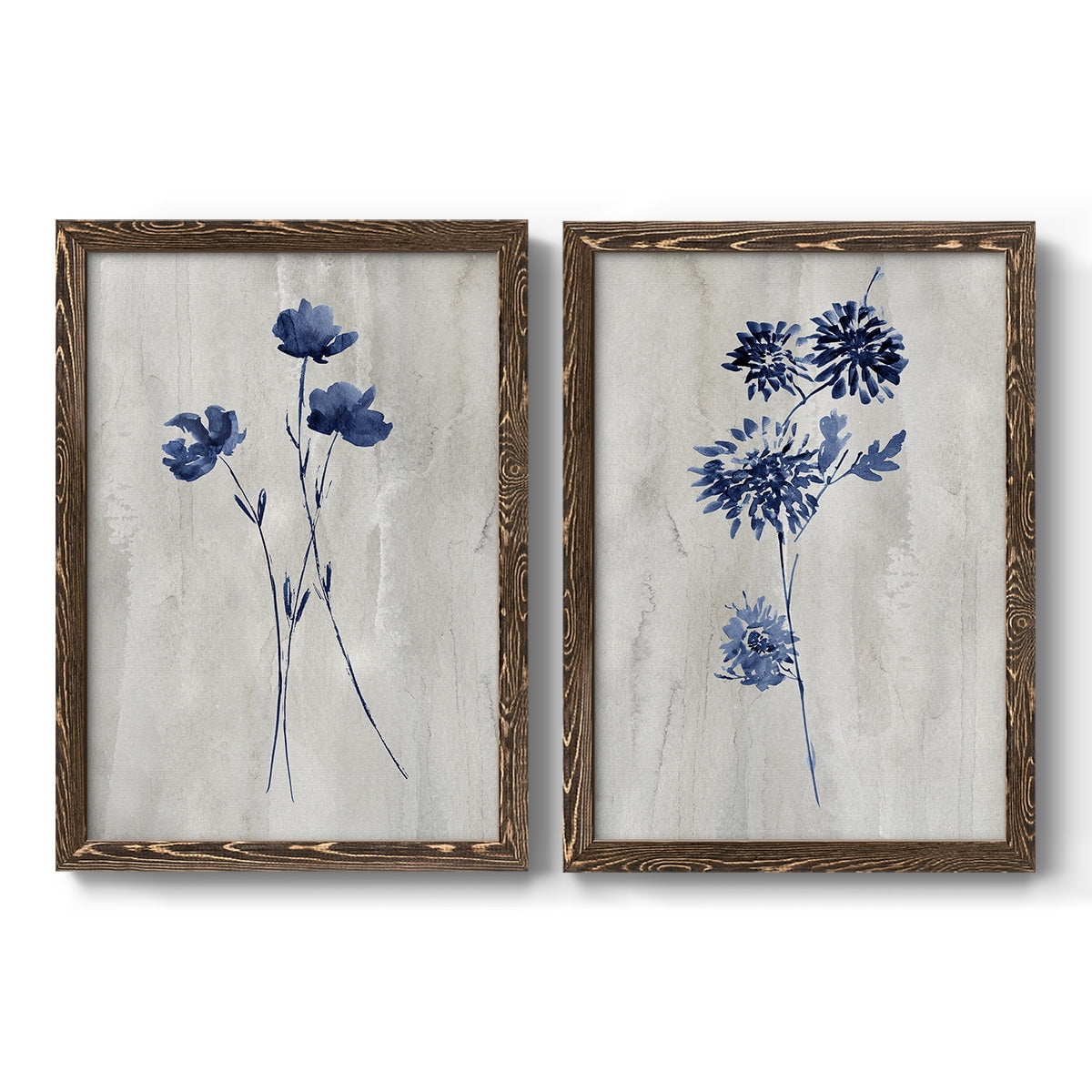 Indigo Botanical III - Premium Framed Canvas 2 Piece Set - Ready to Hang
