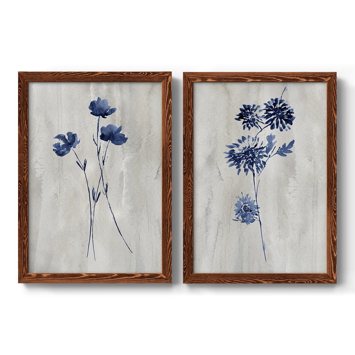 Indigo Botanical III - Premium Framed Canvas 2 Piece Set - Ready to Hang