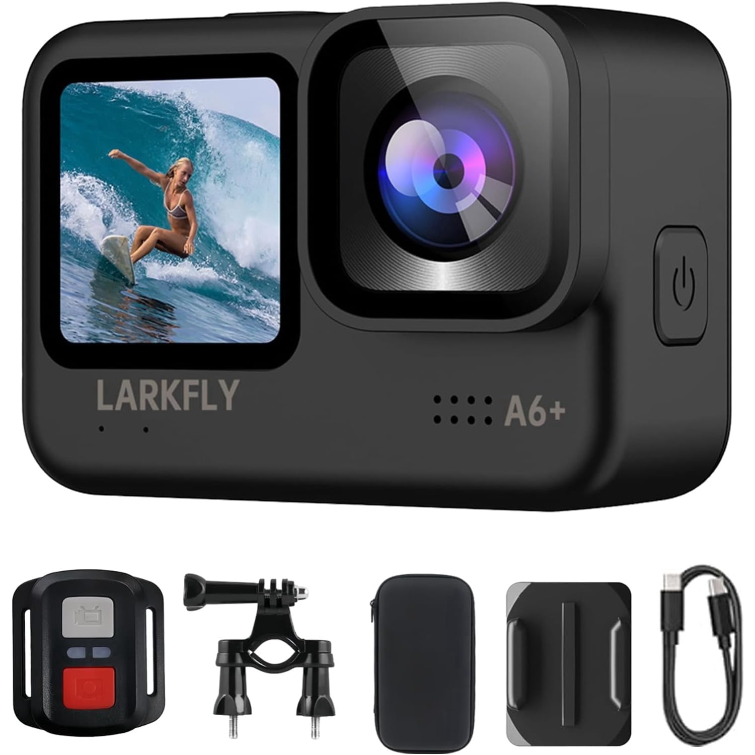 Action Camera, 5K/30fps Waterproof Action Camera, with APP & WiFi Control, 1/1.3" Sensor, EIS Anti-Shake, Subject Tracking, Includes 64GB Card, Vlogging Camera Ideal for Sports & Adventure
