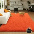 thumbnail image 1 of SARAG Indoor Outdoor Rugs 4x6ft Area Rugs For Living Room, Large Fluffy Black Rugs For Bedroom, Soft Carpet Shag Kids Room Rug, Non-Slip Stickers Rugs Indoor Orange, 1 of 11