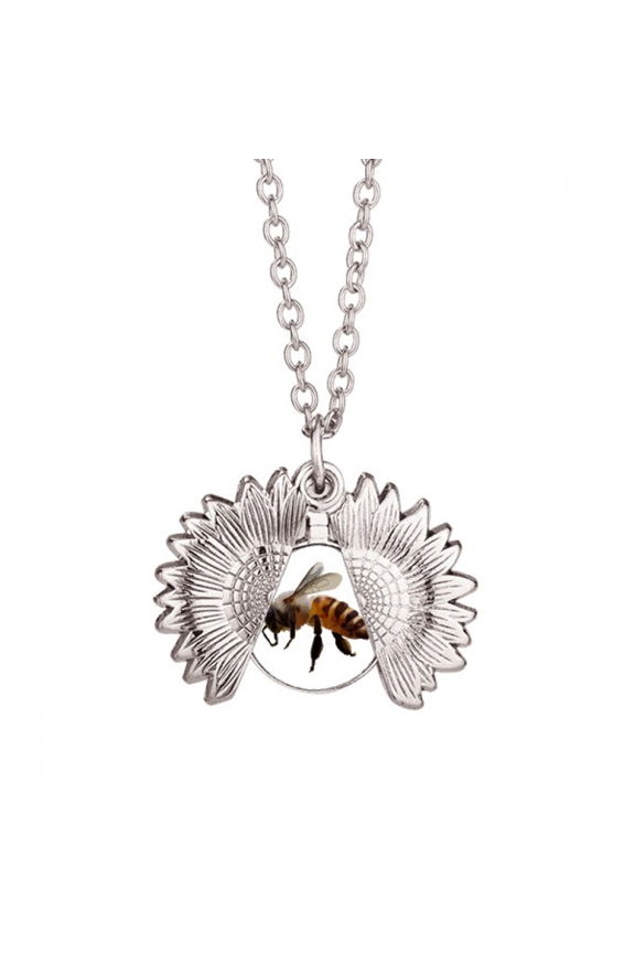 industry diligent hybee apidae bugs sunflower necklace pendant locket jewelry