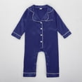 thumbnail image 1 of Pajamas Satin Silk Pjs Sleepwear onesie Long Sleeve Button Down Baby Silk Pajamas for Toddler Boys 6-12 Months, 1 of 6