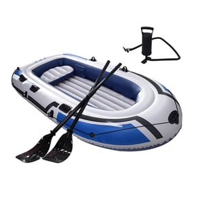 BN-LINK 3 Person Inflatable Boat Series with Seats, Includes a Pair of Deluxe Oars, Efficient Manual Inflation Pump, Detachable Fishing Rod Holders for Rivers and Lakes