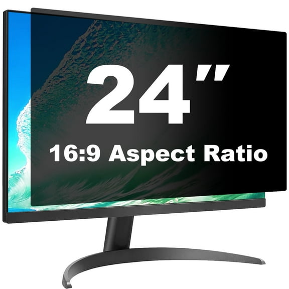infoWALL 24 Inch Computer Privacy Screen Shield for 16:9 Widescreen Desktop Monitor - Anti-Glare Blue Light Privacy Filters and Anti Spy Privacy Screen Protector Film