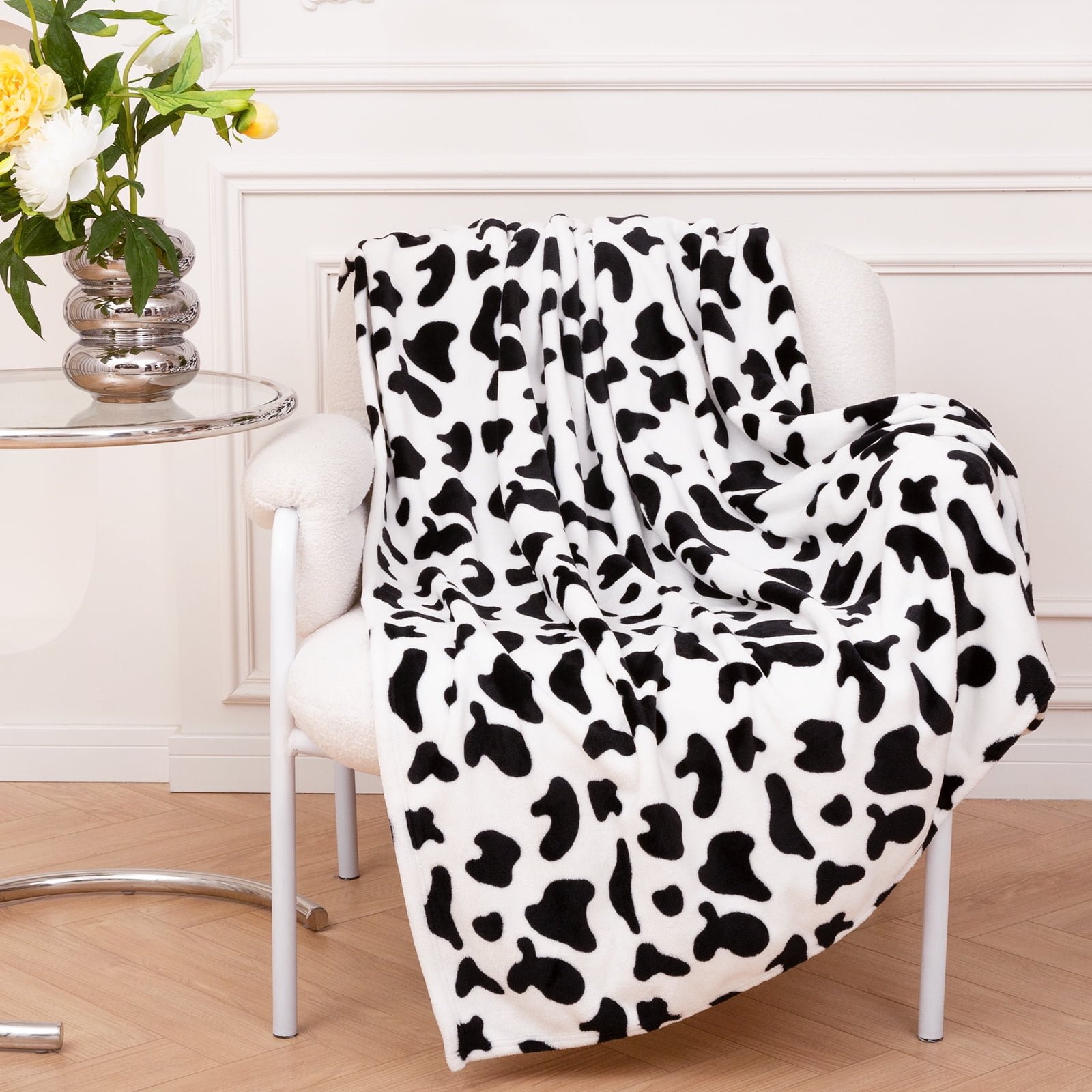 inhand Cow Print Blanket, Fuzzy Baby Girl Cow Print Throw Blankets for