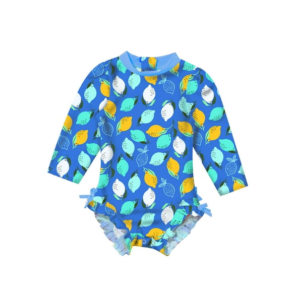inhzoy Baby Girls Toddler Print UPF 50+ Sun Protection Rash Guard Swimsuit Blue 18-24 Months